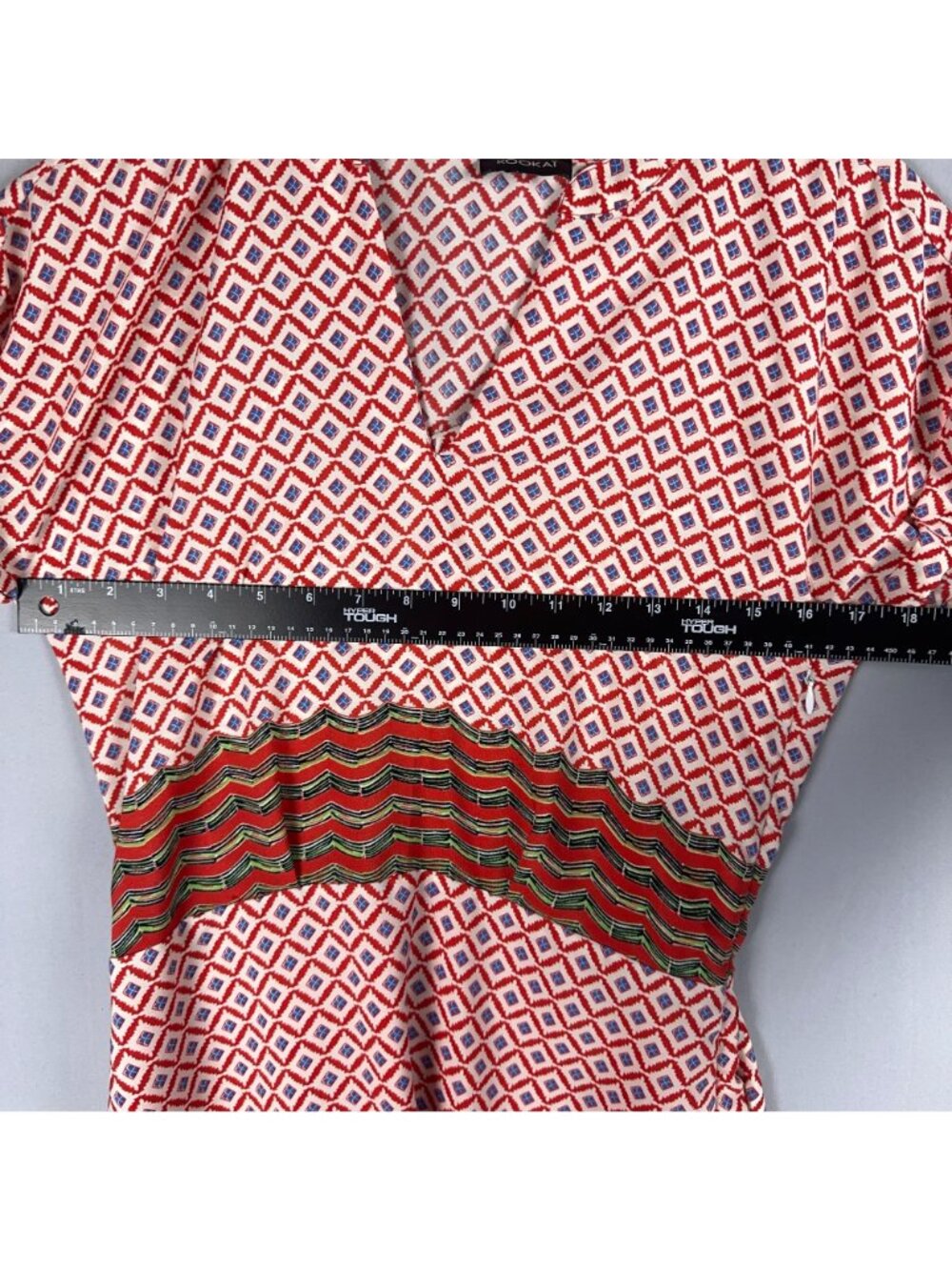 Kookai Wrap dress Womens Size 38 Red White Max Studio Geometric Print Cap Sleeve - Picture 8 of 12